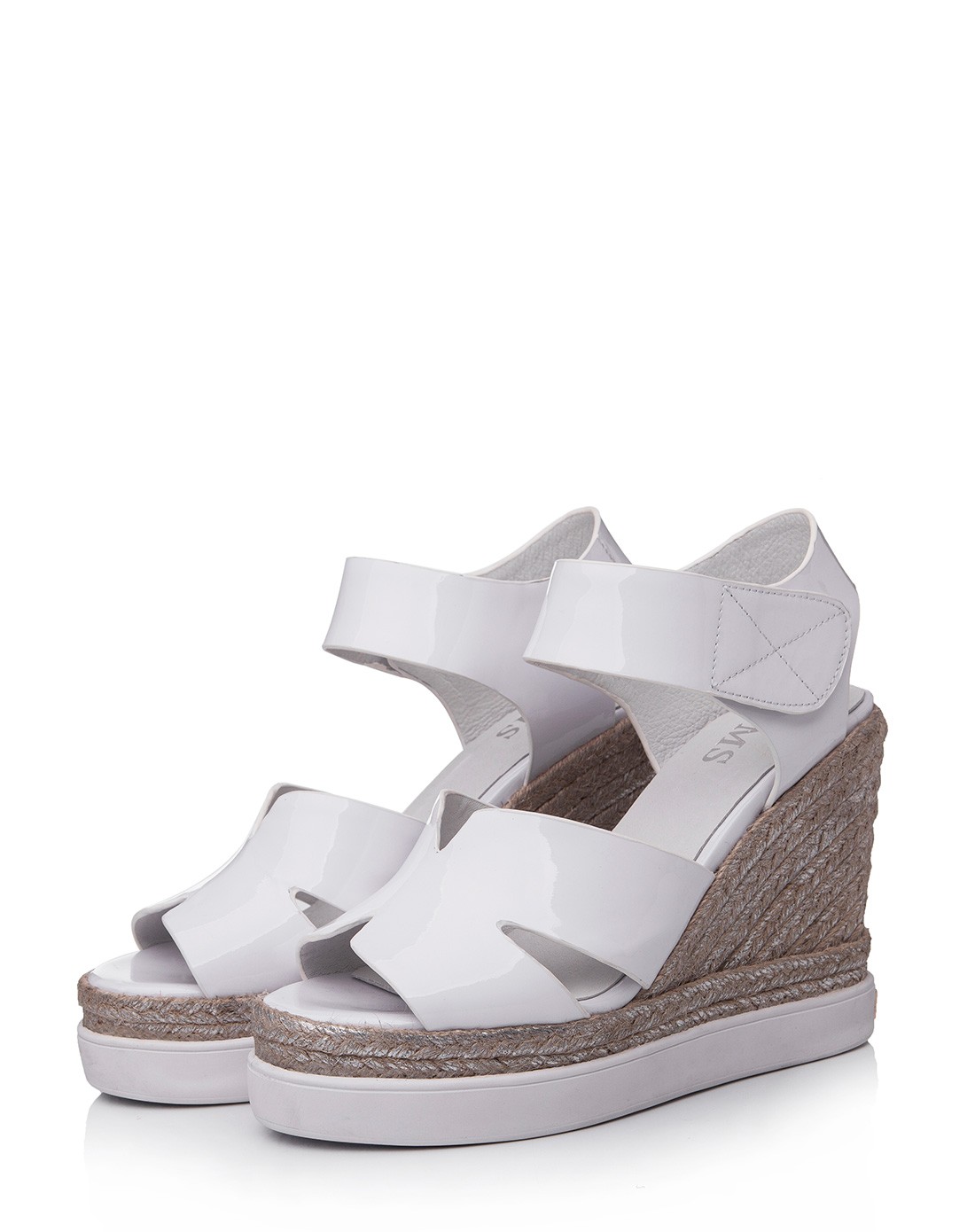 2015夏季新款白色漆皮坡跟凉鞋