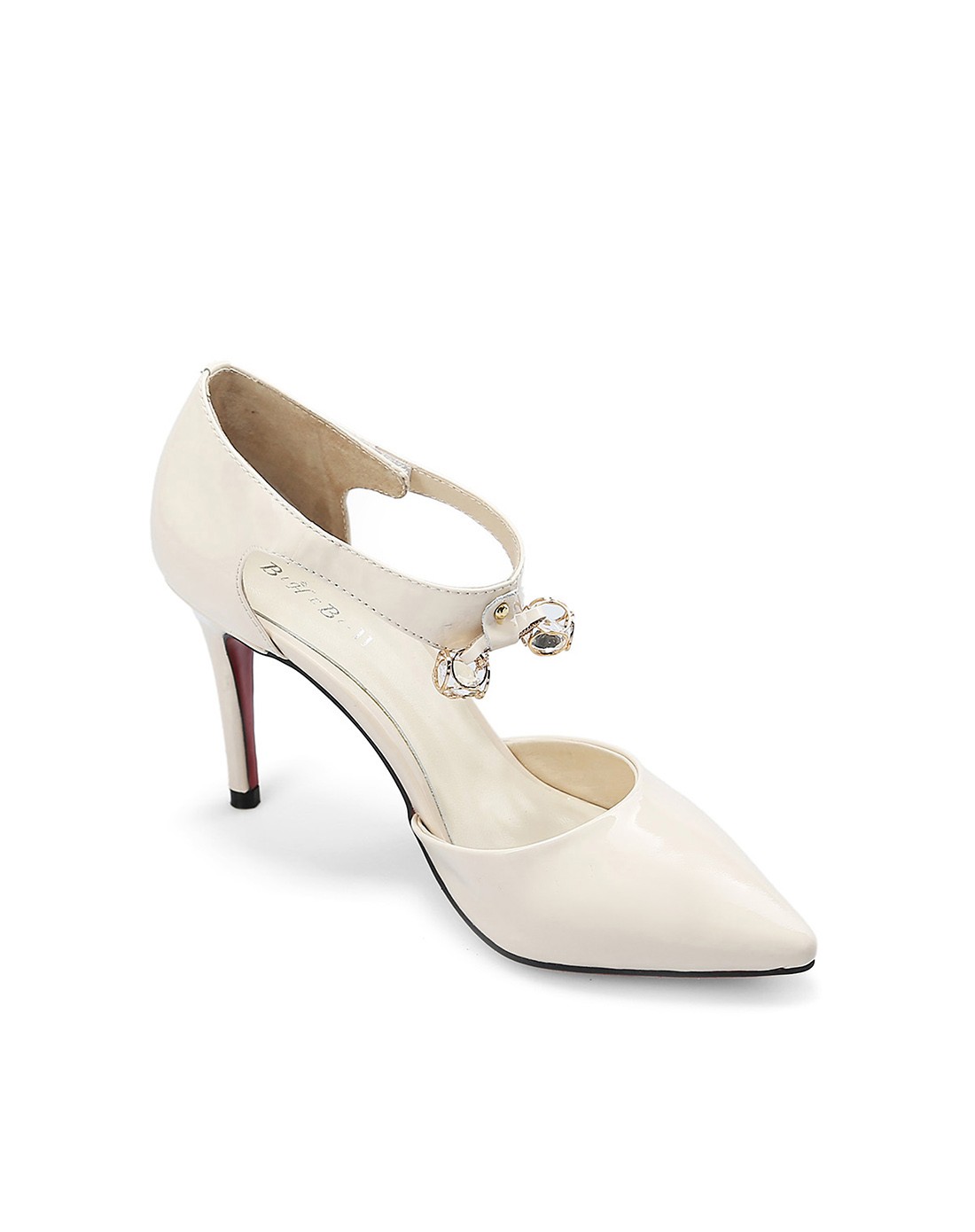 性感魅惑白色漆皮中空尖头高跟鞋