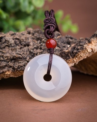 天然冰玉髓平安扣项链 大 转运护身