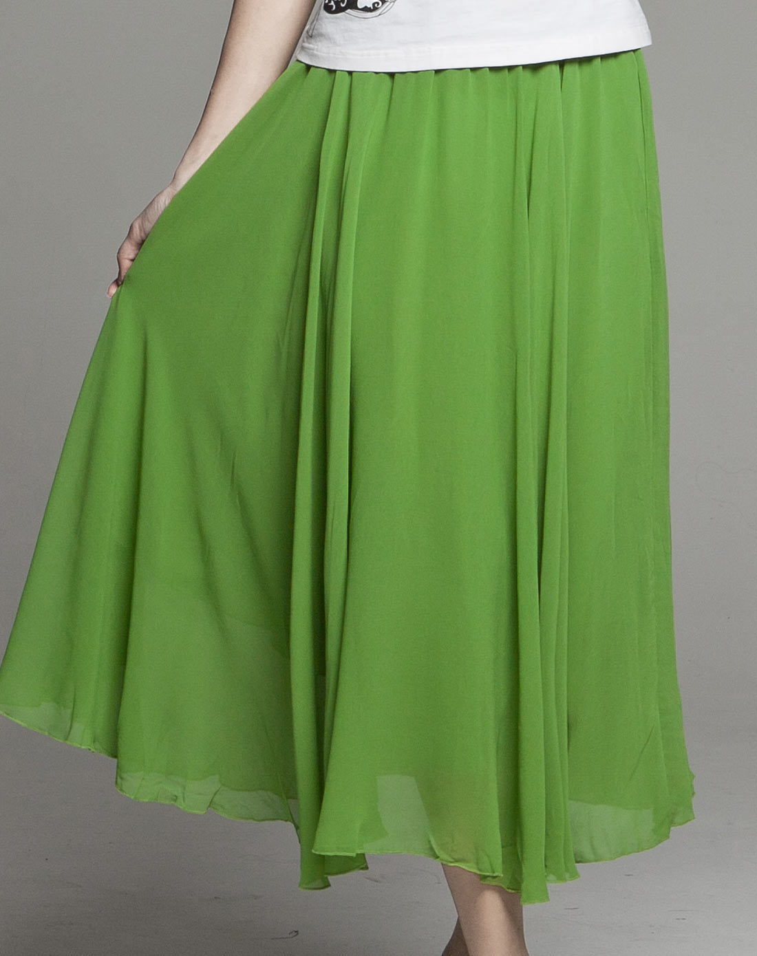 绿色清凉浪漫之夏复合丝大摆两穿裙