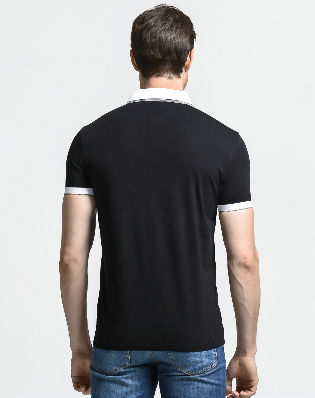 斯文黑色短袖polo衫