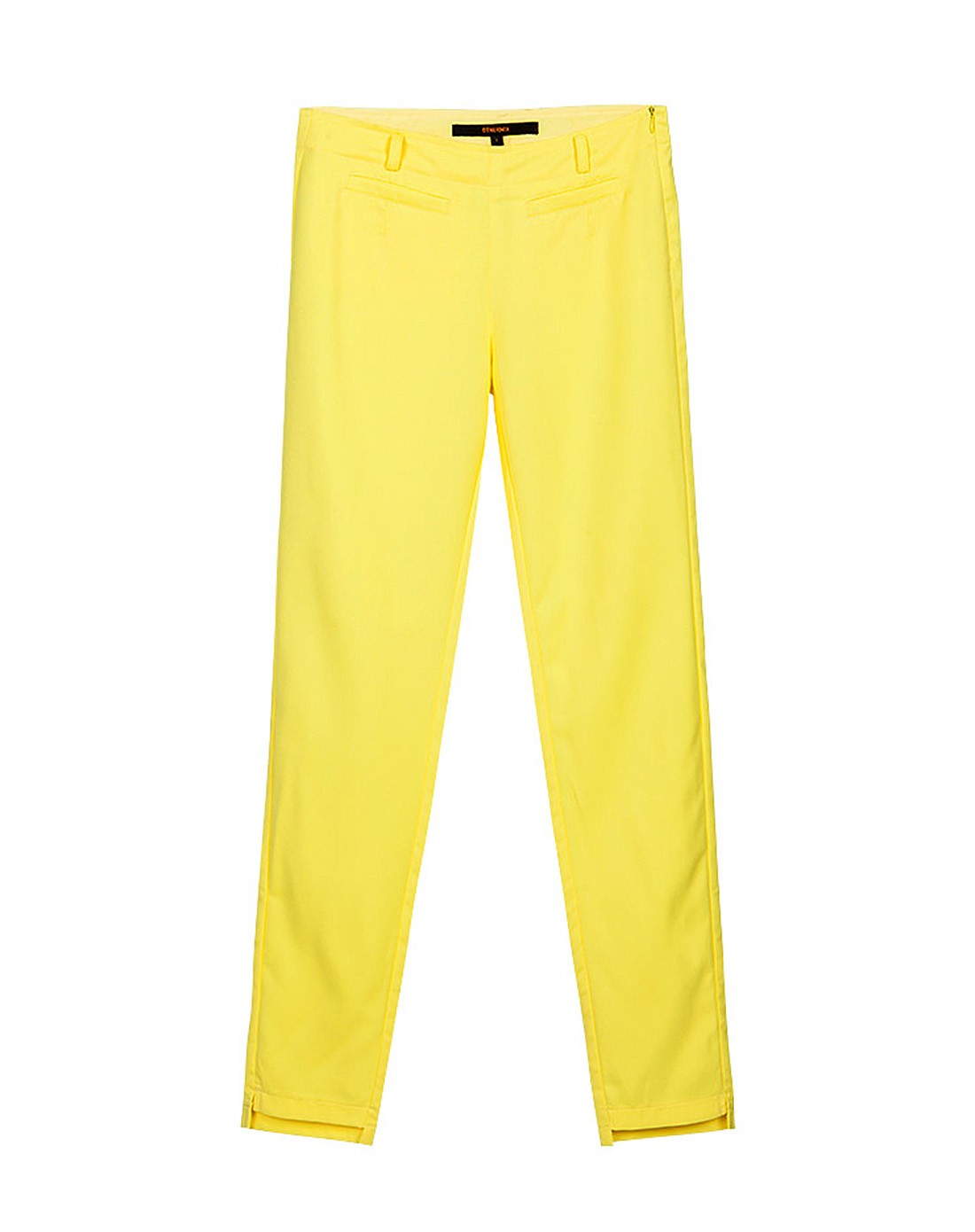 other mix荧光黄 弹力修身小脚九分休闲裤