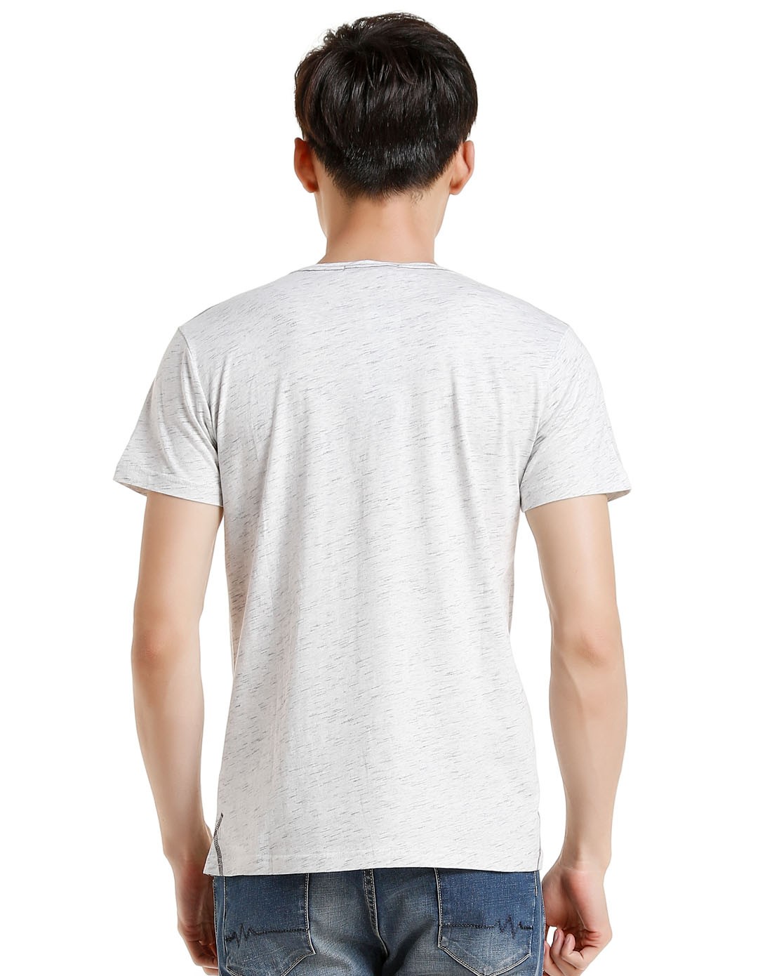 浅灰白色别致个性短袖t恤