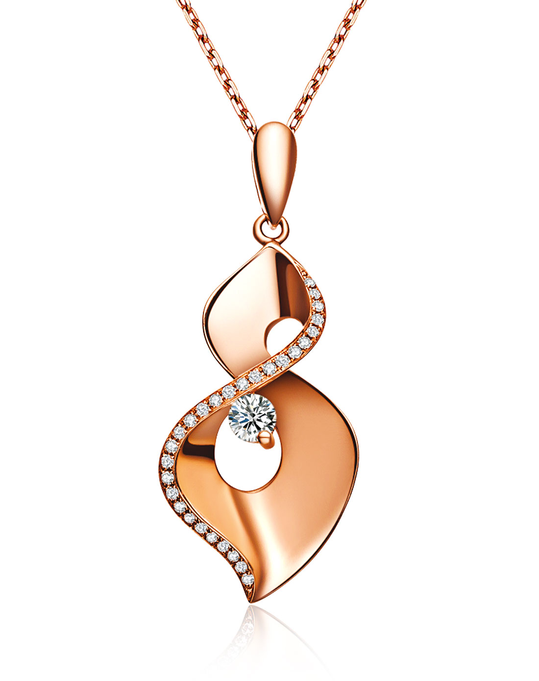 女款银色白18k金钻石吊坠-含蓄