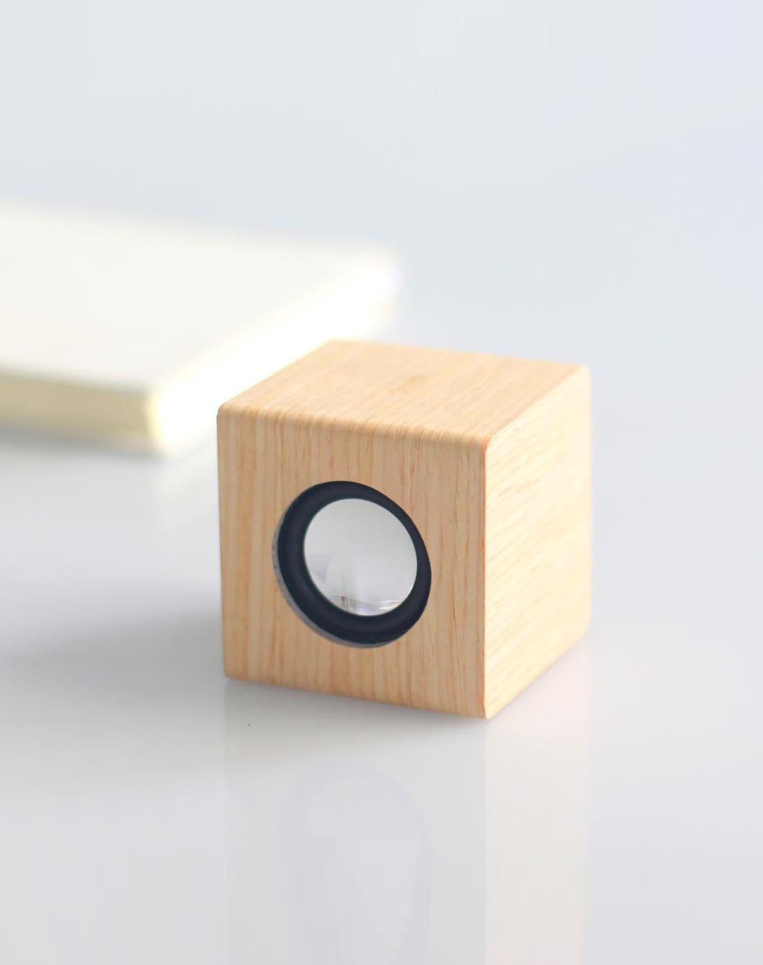 木原色正方形迷你型木质音箱