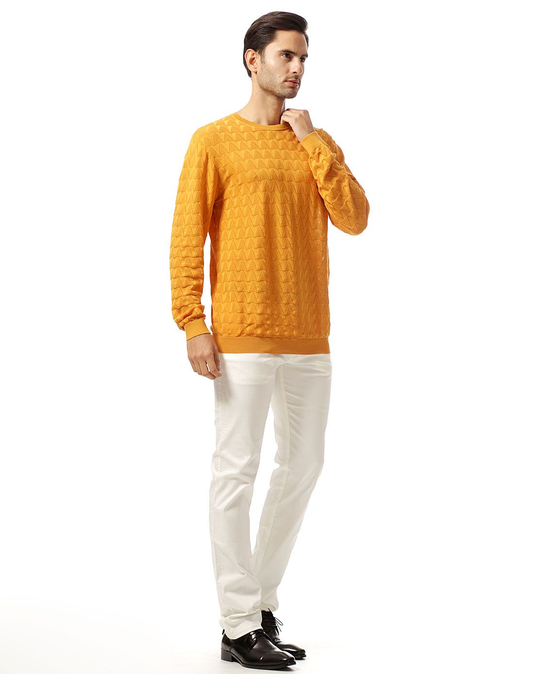 男士金色长袖t恤