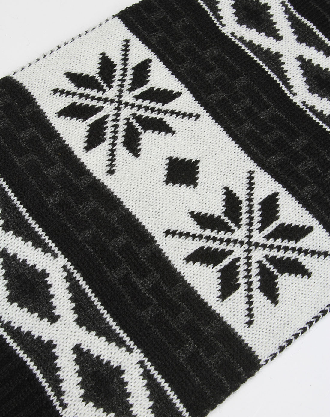 黑白色雪花图案围巾