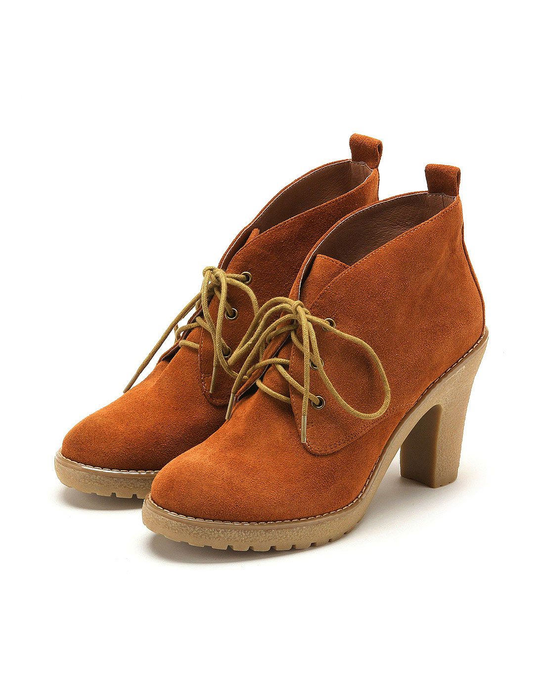 迪芙斯dfuse 焦糖咖色绒面牛皮时尚裸靴