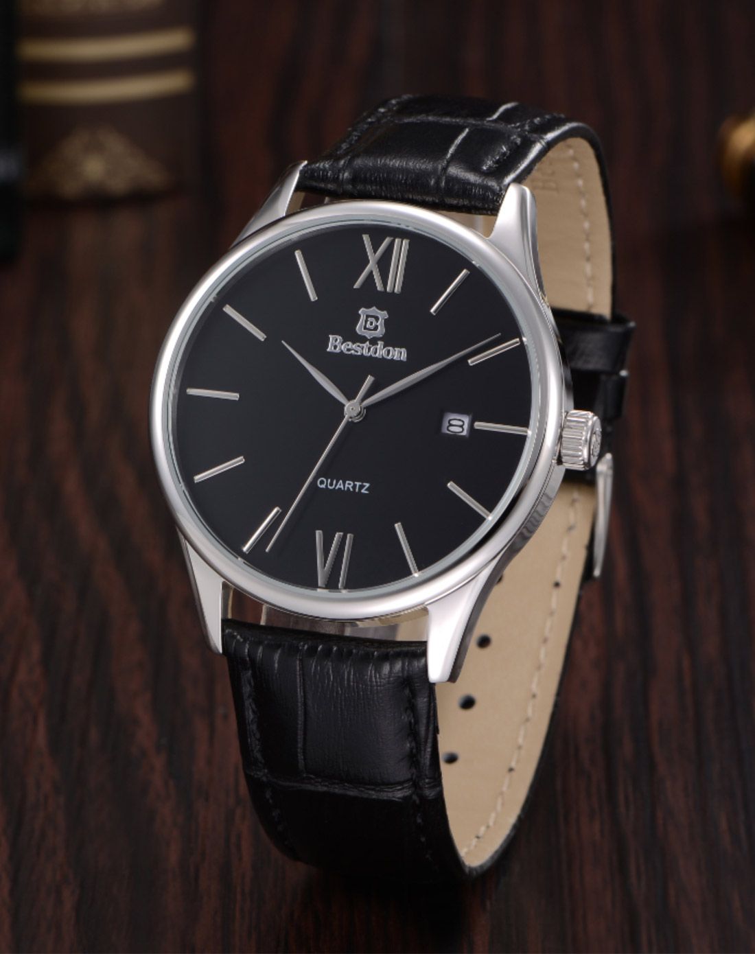bestdon邦顿 男款恒臻商务系列鳄花纹真皮石英腕表