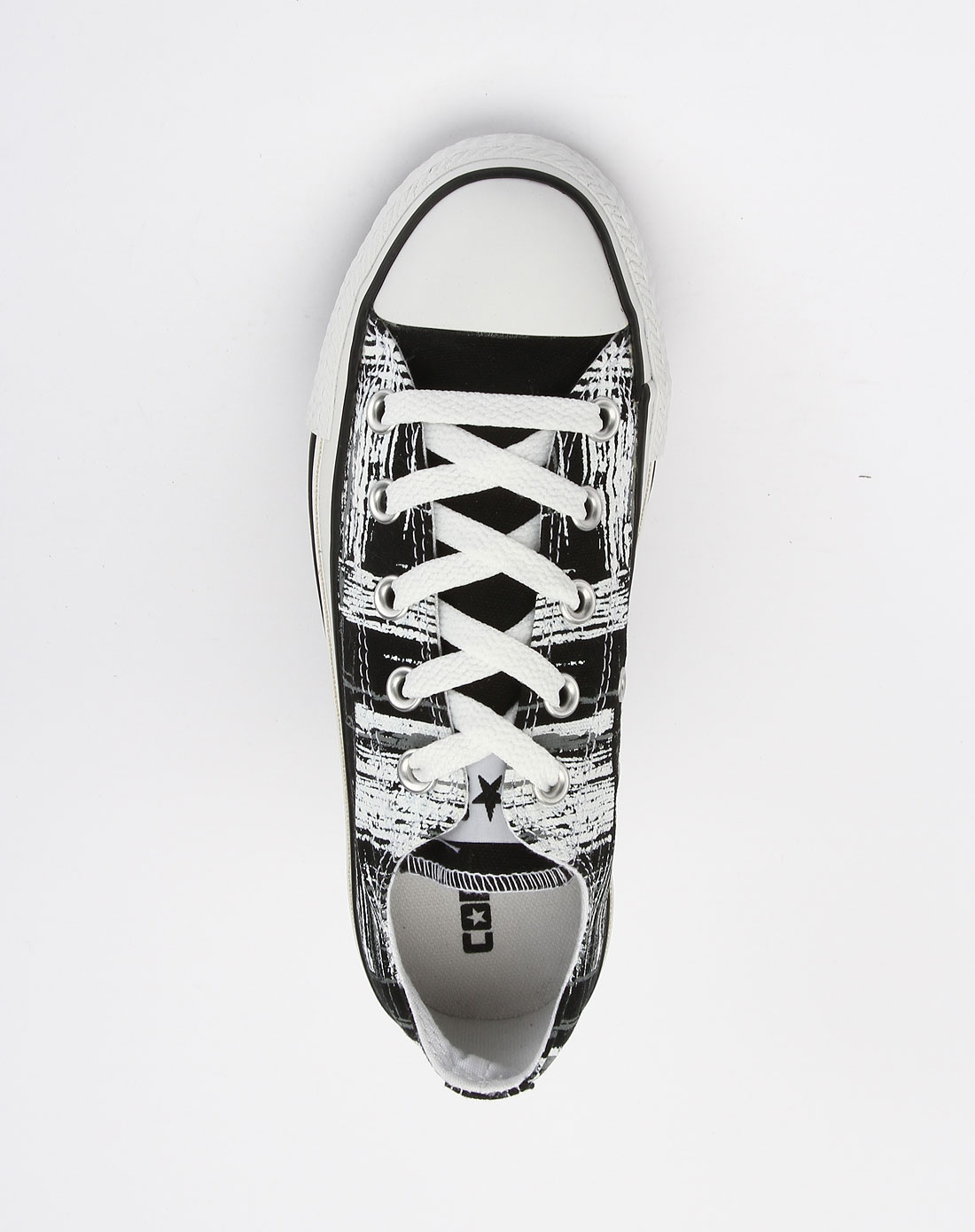 女款黑白色潮流涂鸦印纹帆布鞋