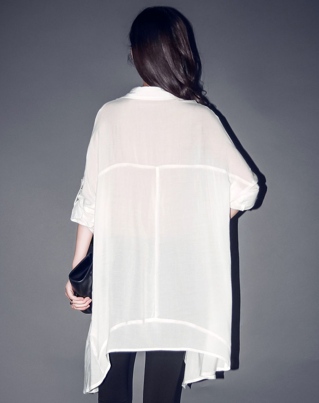 other mix白色 不规则下摆宽松衬衫