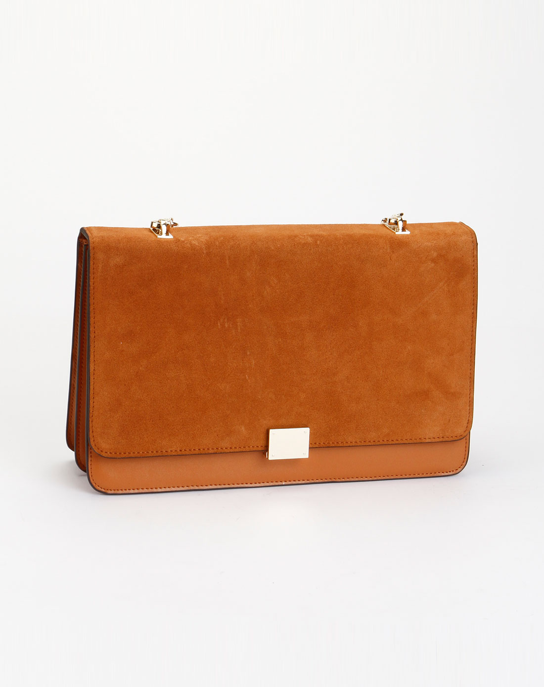 女款棕色简约牛琼手提包