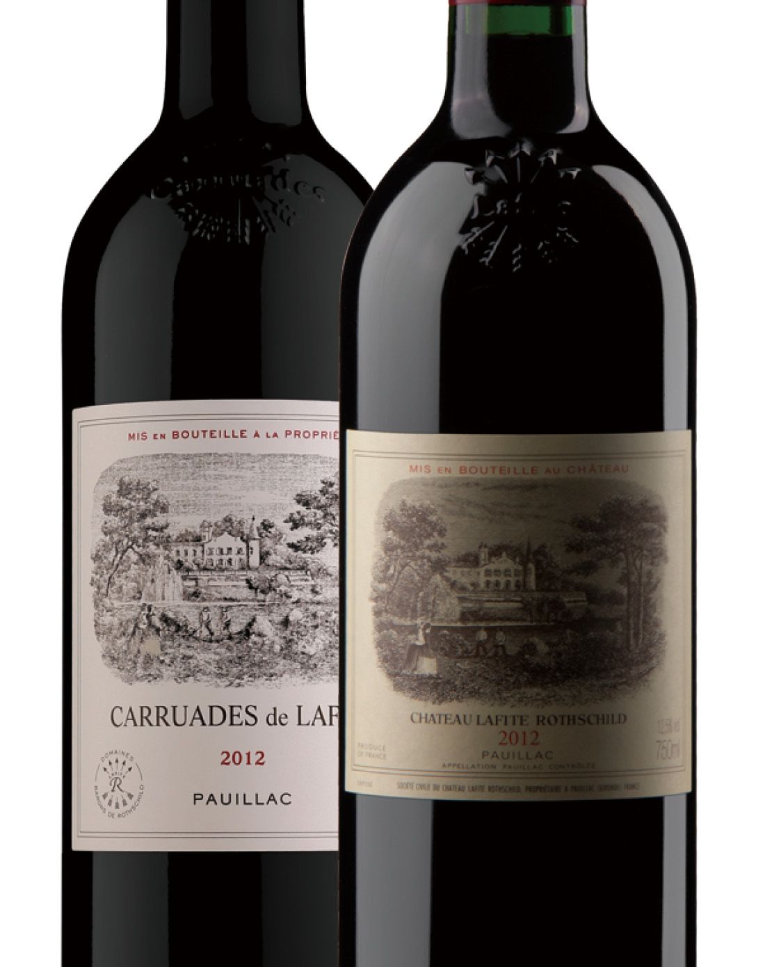 【超值组合】法国 2012拉菲城堡双支组合(正牌 副牌) 750ml*2
