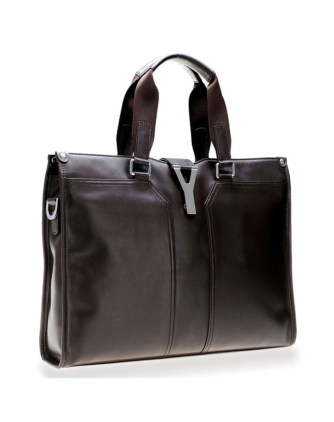 海豹咖头层纳帕牛皮横款手提包