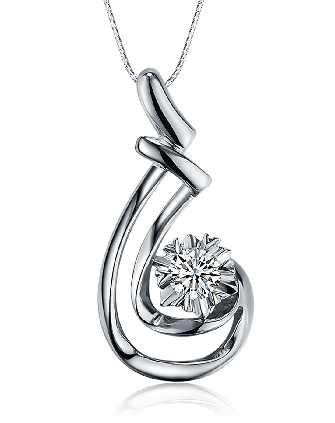 女款银色白18k金11分钻石吊坠-舞姿