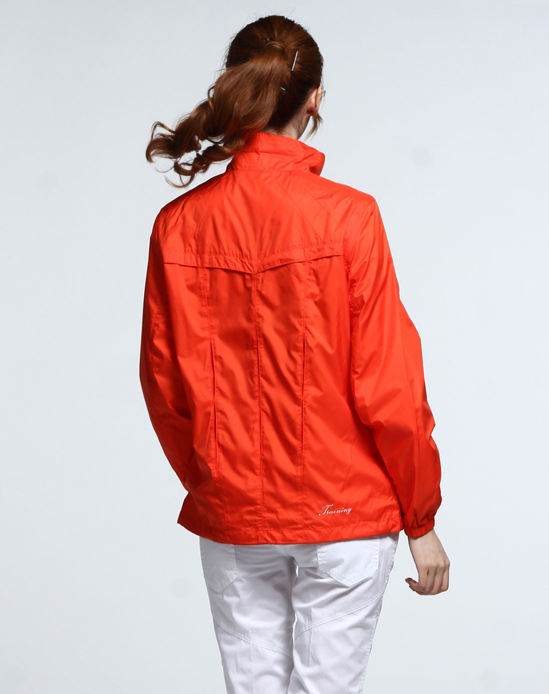 女款橙色活力休闲长袖梭织风衣