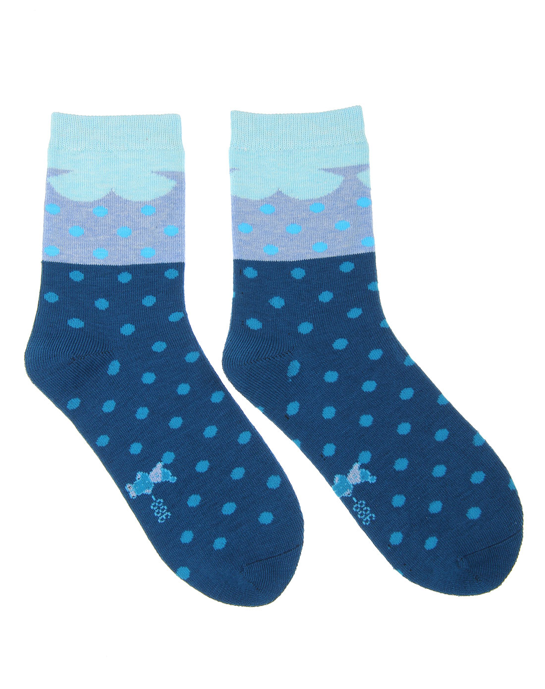 女款蓝色精梳棉袜(2双装)