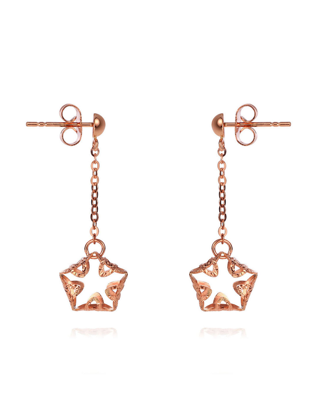 k金素金系列 心电感应 红18k金耳钉/耳坠