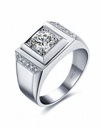 18k白金40分si h色天然南非钻石戒指/结婚钻石男戒b0202