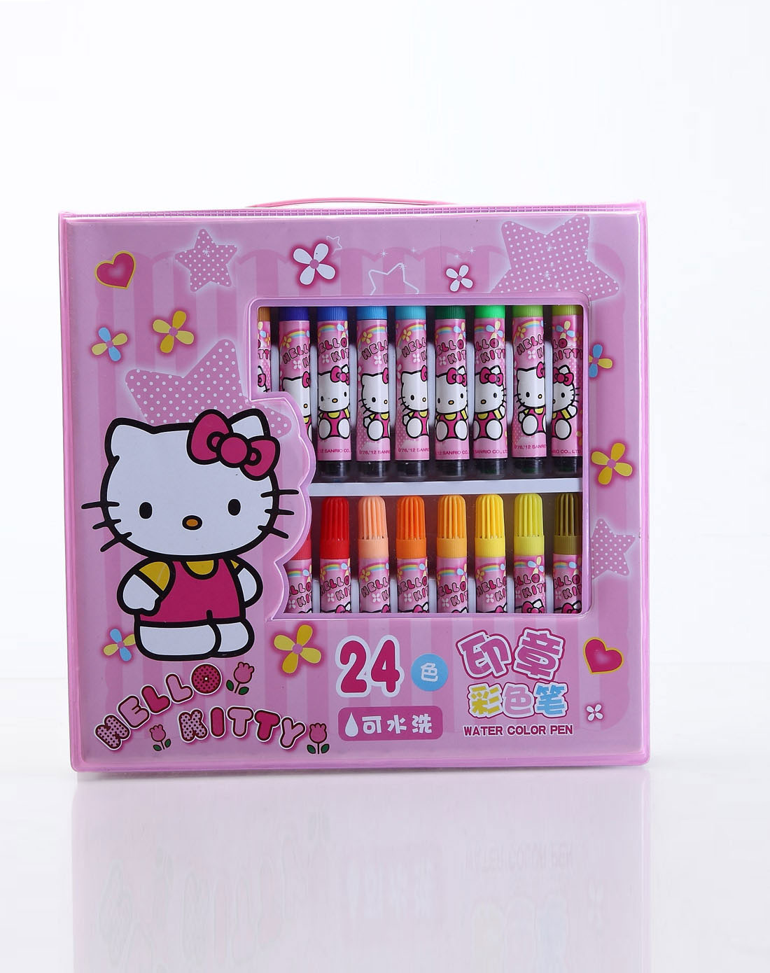 hello kitty 女童粉色24色印章水洗彩色笔-入高周波盒