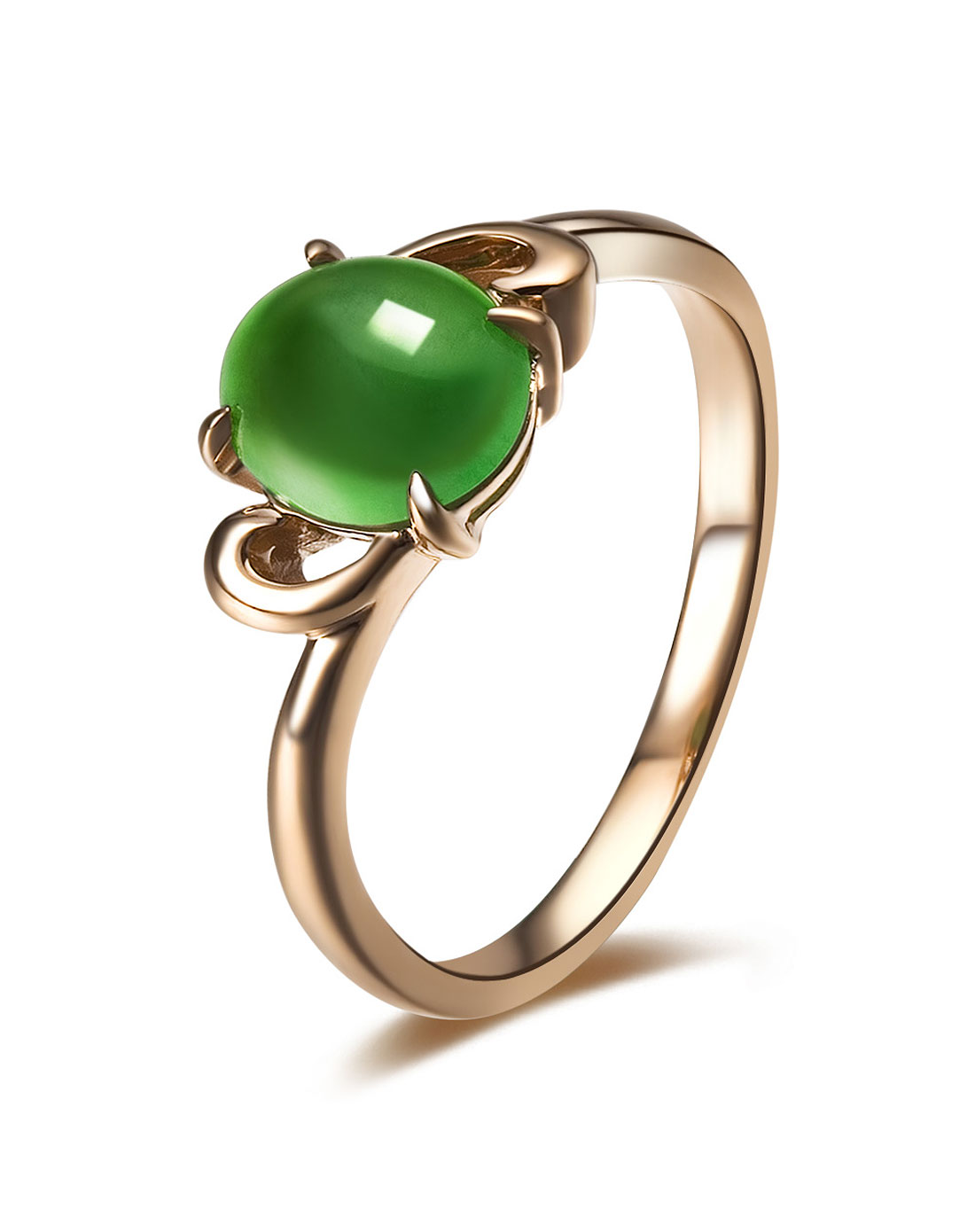 白18k金翡翠女戒