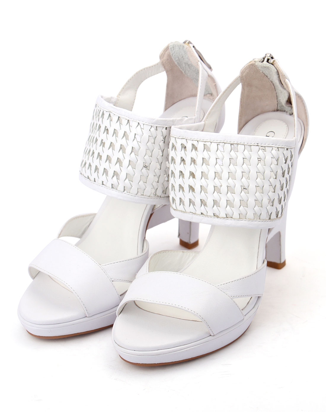 女款白色牛皮凉鞋