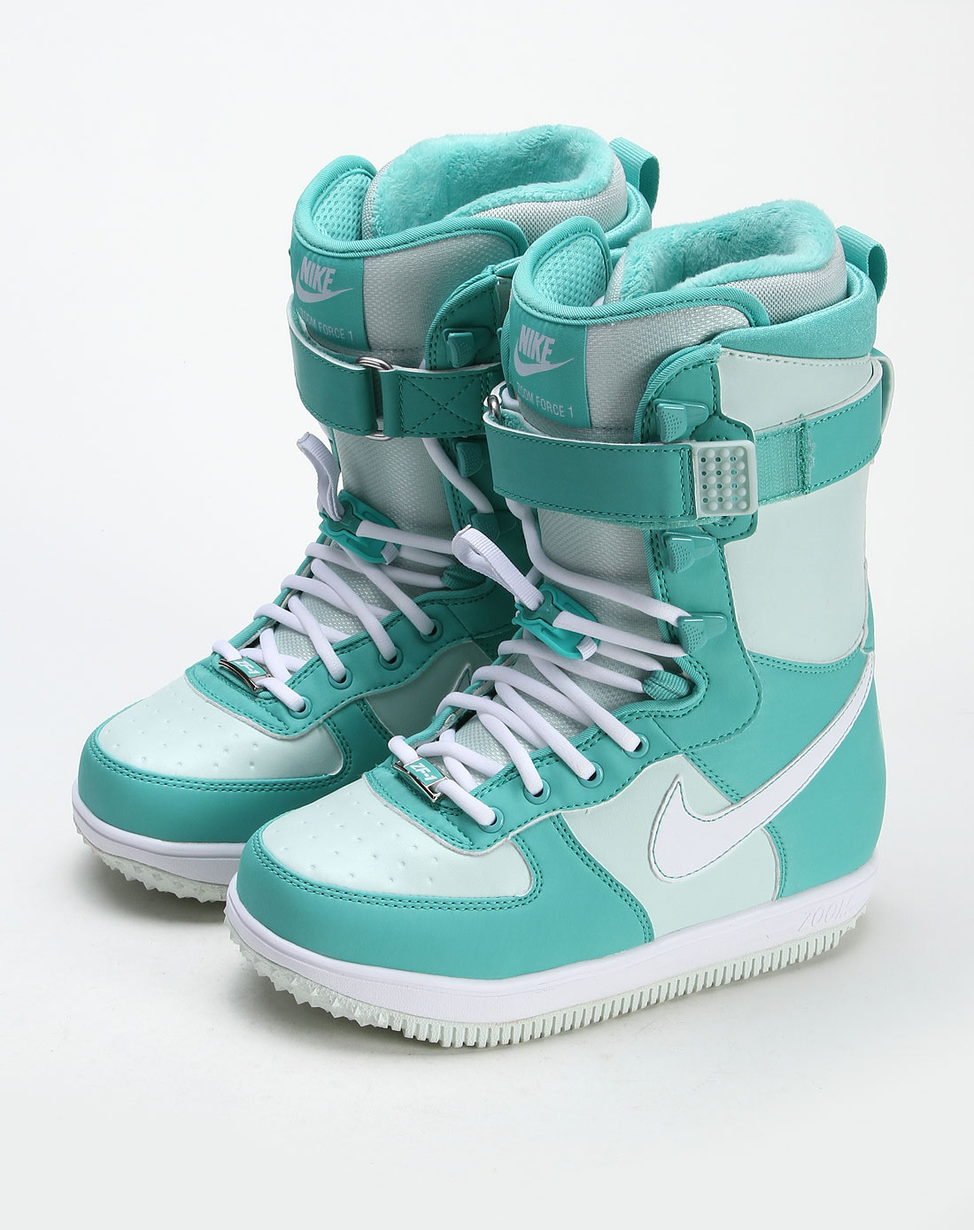 女款绿色zoom force 1绑带高帮滑雪鞋