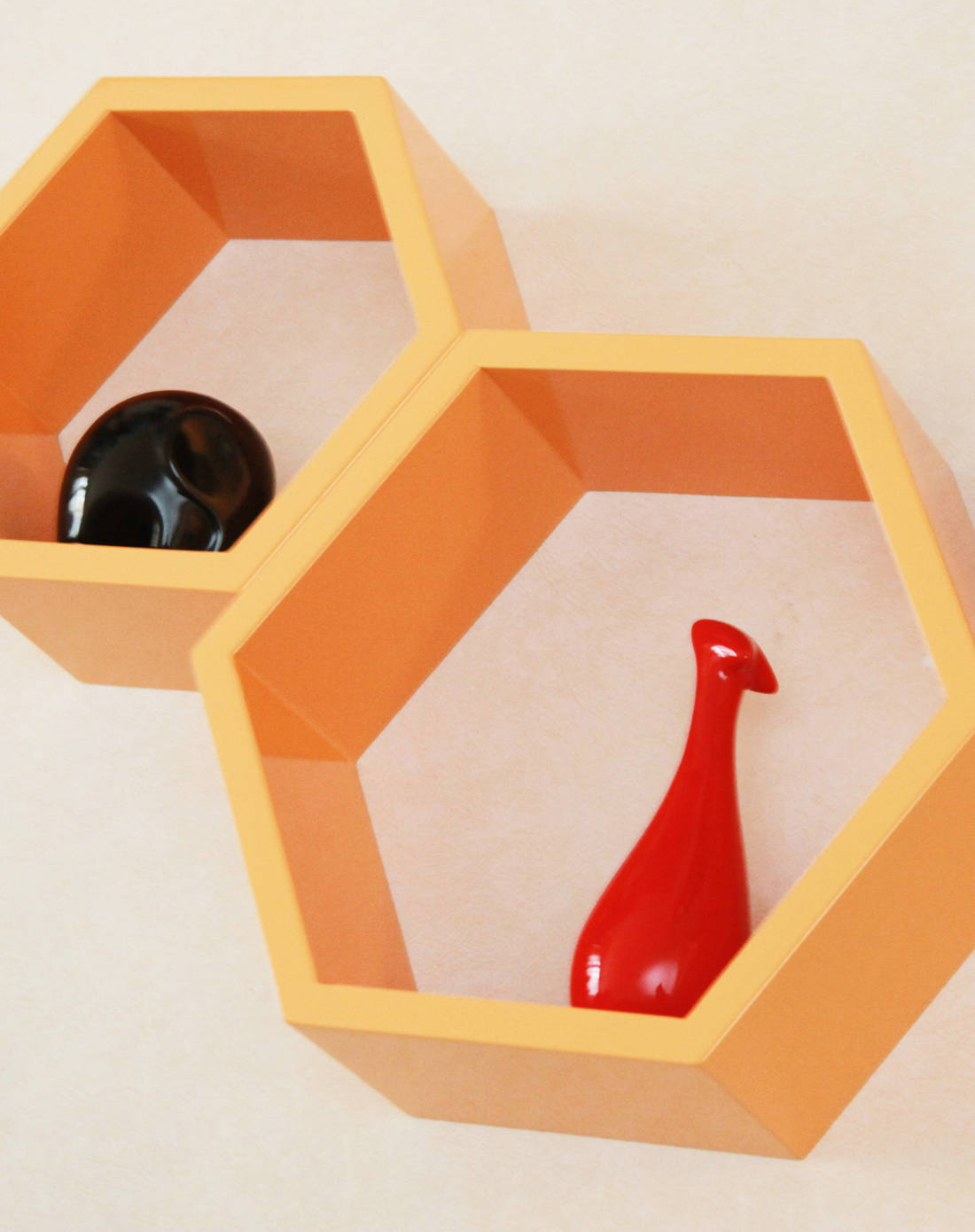 木质置物架-正六边形3件橙