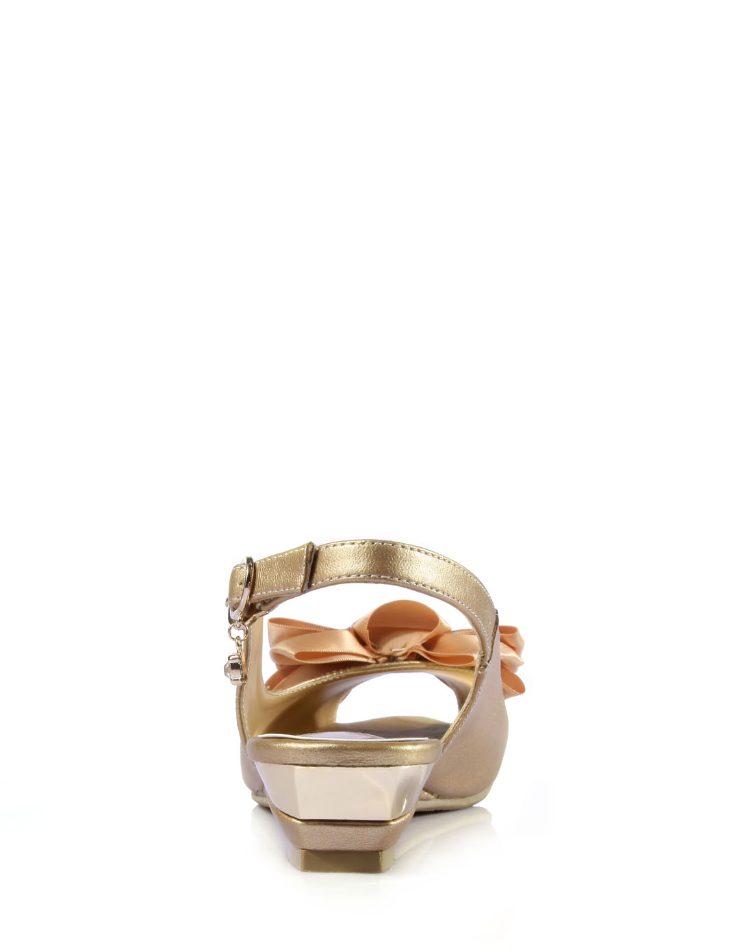 金色时尚金属蝴蝶结坡跟凉鞋
