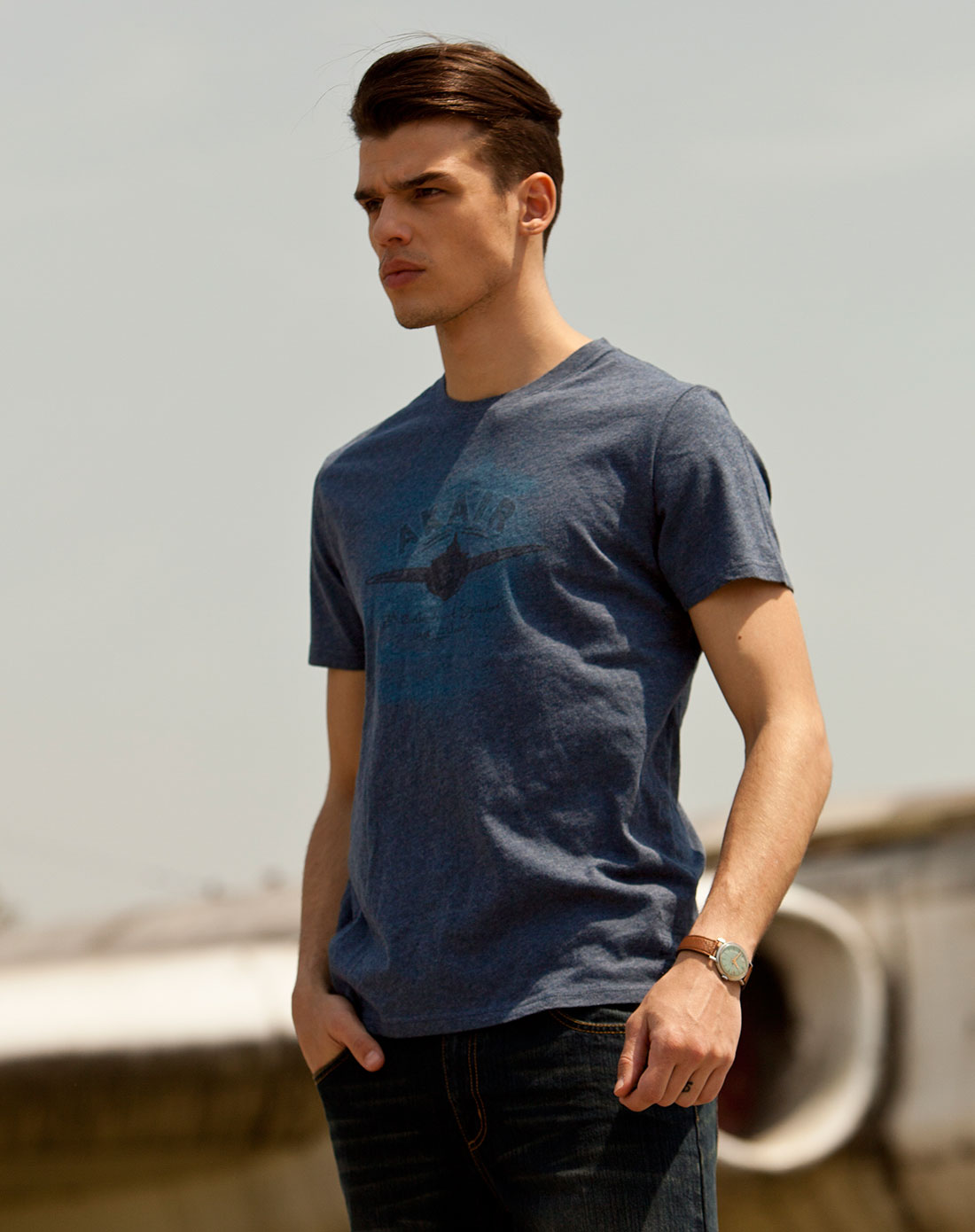 深花蓝air空军短袖t恤