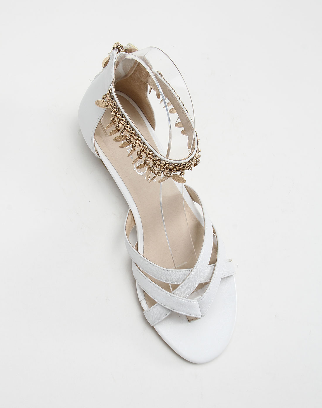 菲伯丽尔fbl 白色羊皮凉鞋