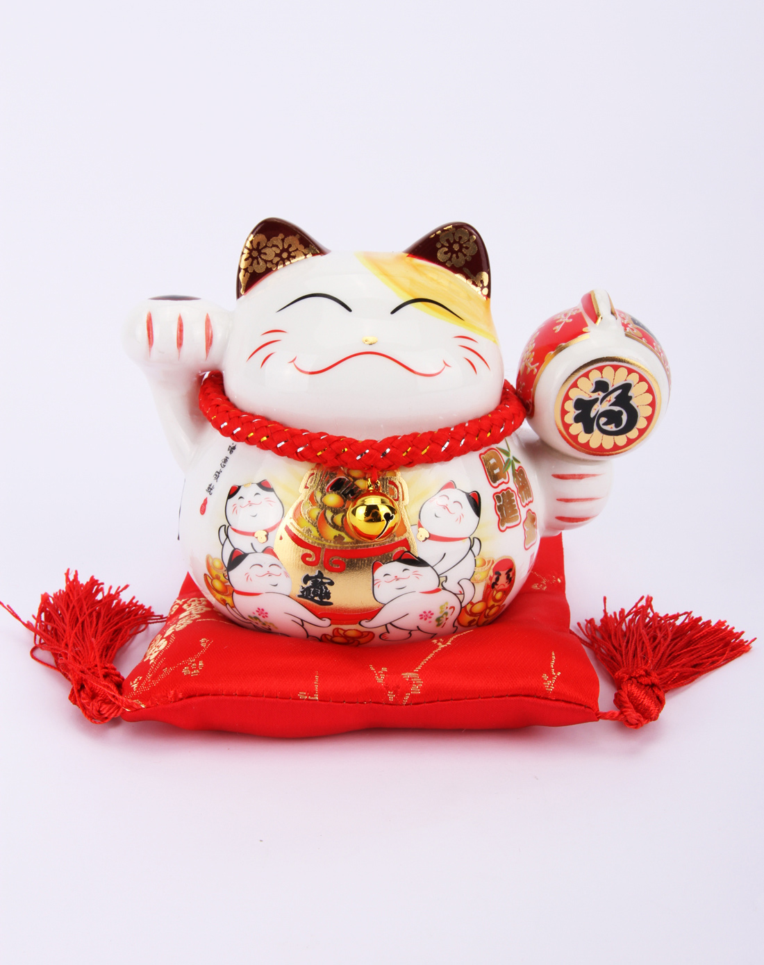 彩色招财猫招财进宝六寸