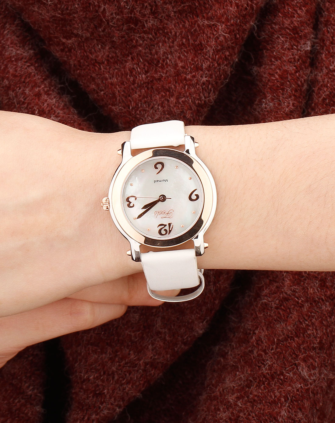 女款白色珍珠贝母表盘时尚手表