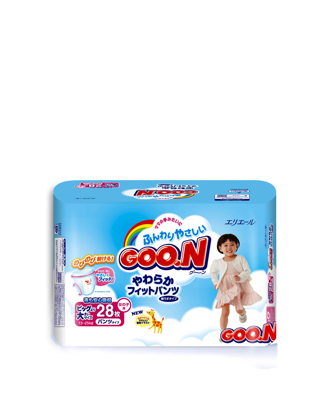 日本原装进口大王柔软舒适系列女宝宝拉拉裤/尿不湿xxl28*2(13-25kg)