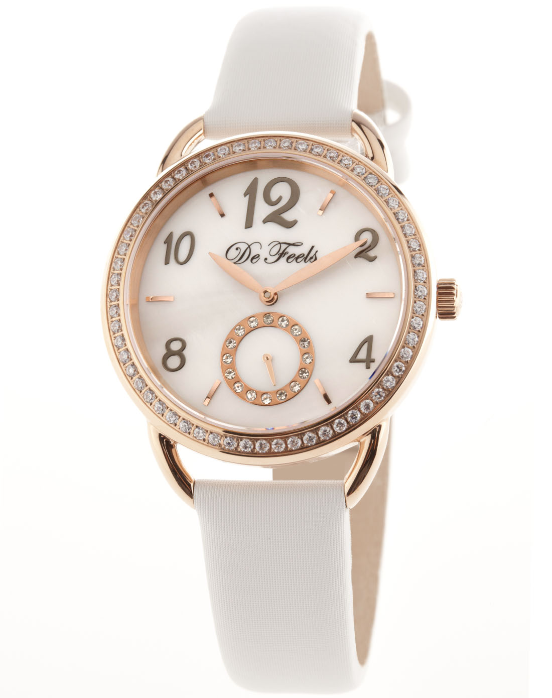 女款雅典娜贝母表盘外镶嵌白色小三针绢带石英表