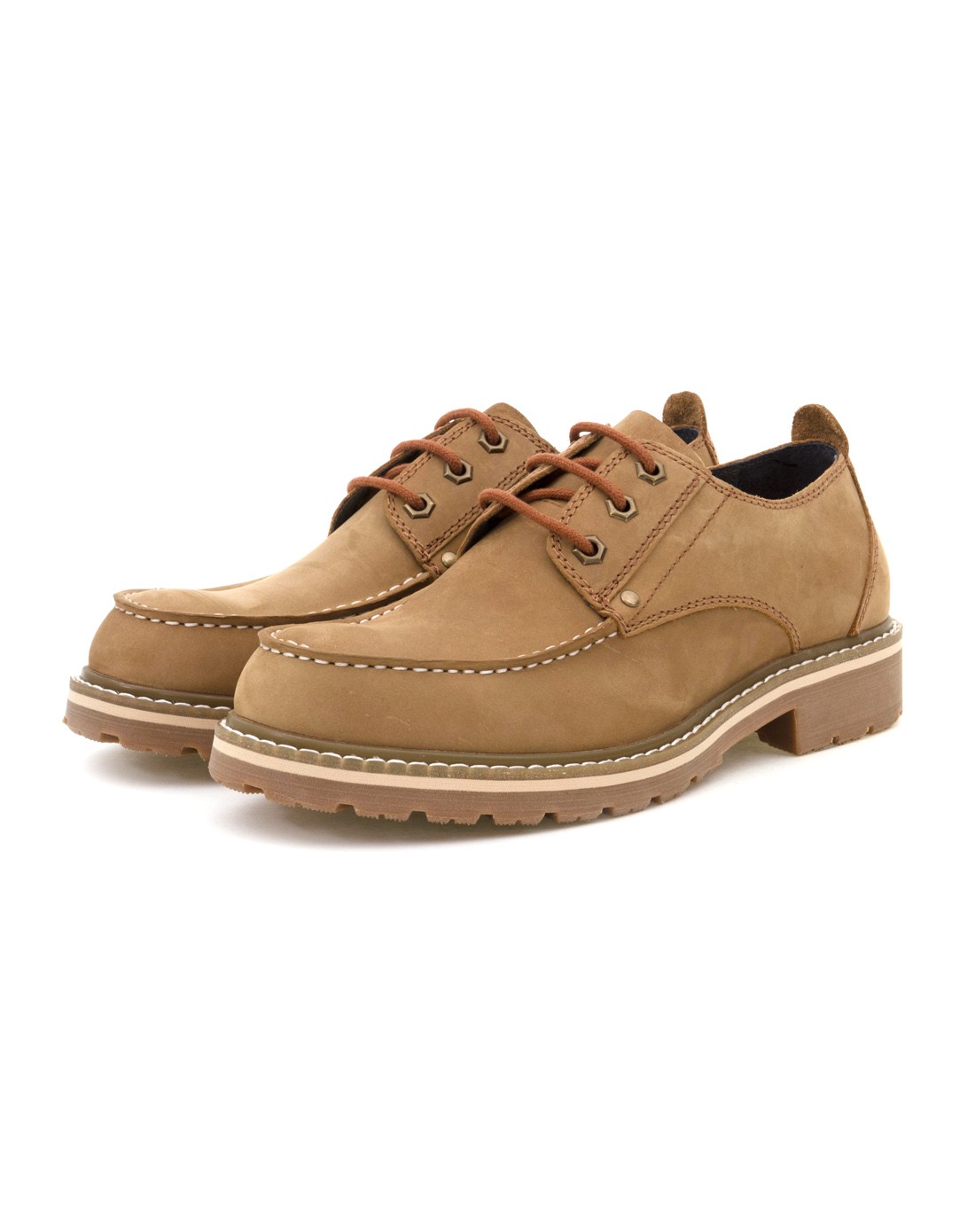 门店同款男士棕色磨砂真皮工装鞋