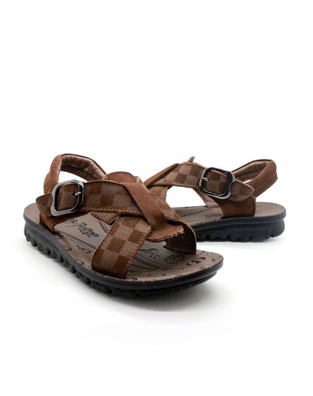 男小童棕色皮凉鞋