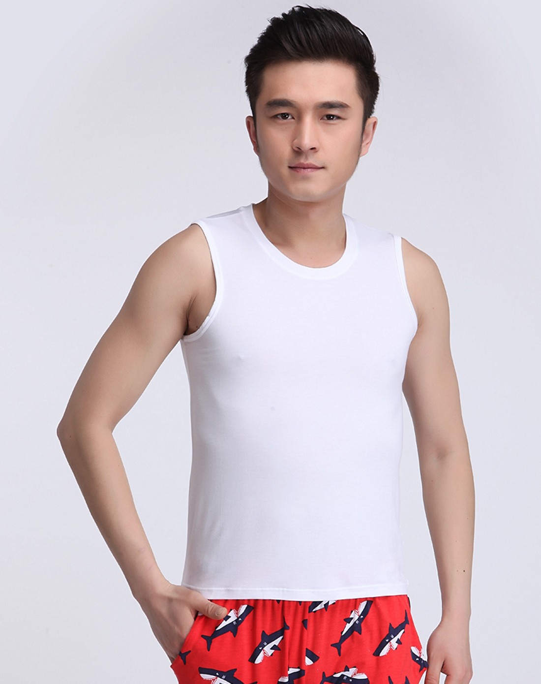 男士漂白色男休闲背心