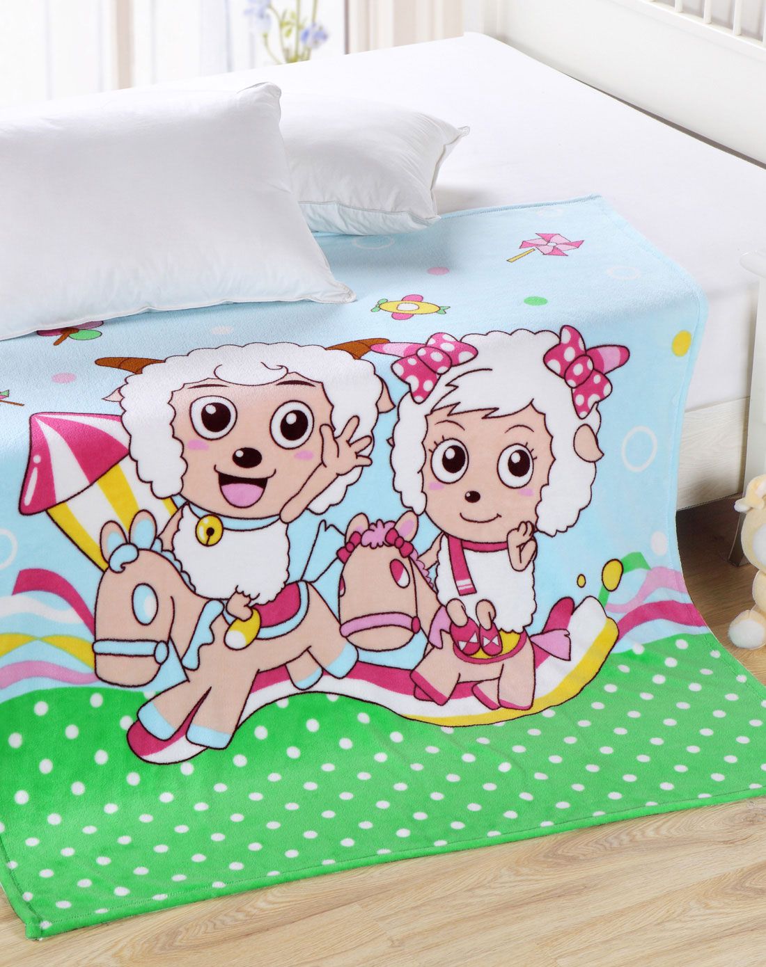 喜羊羊珊瑚绒毯 天蓝130*150cm