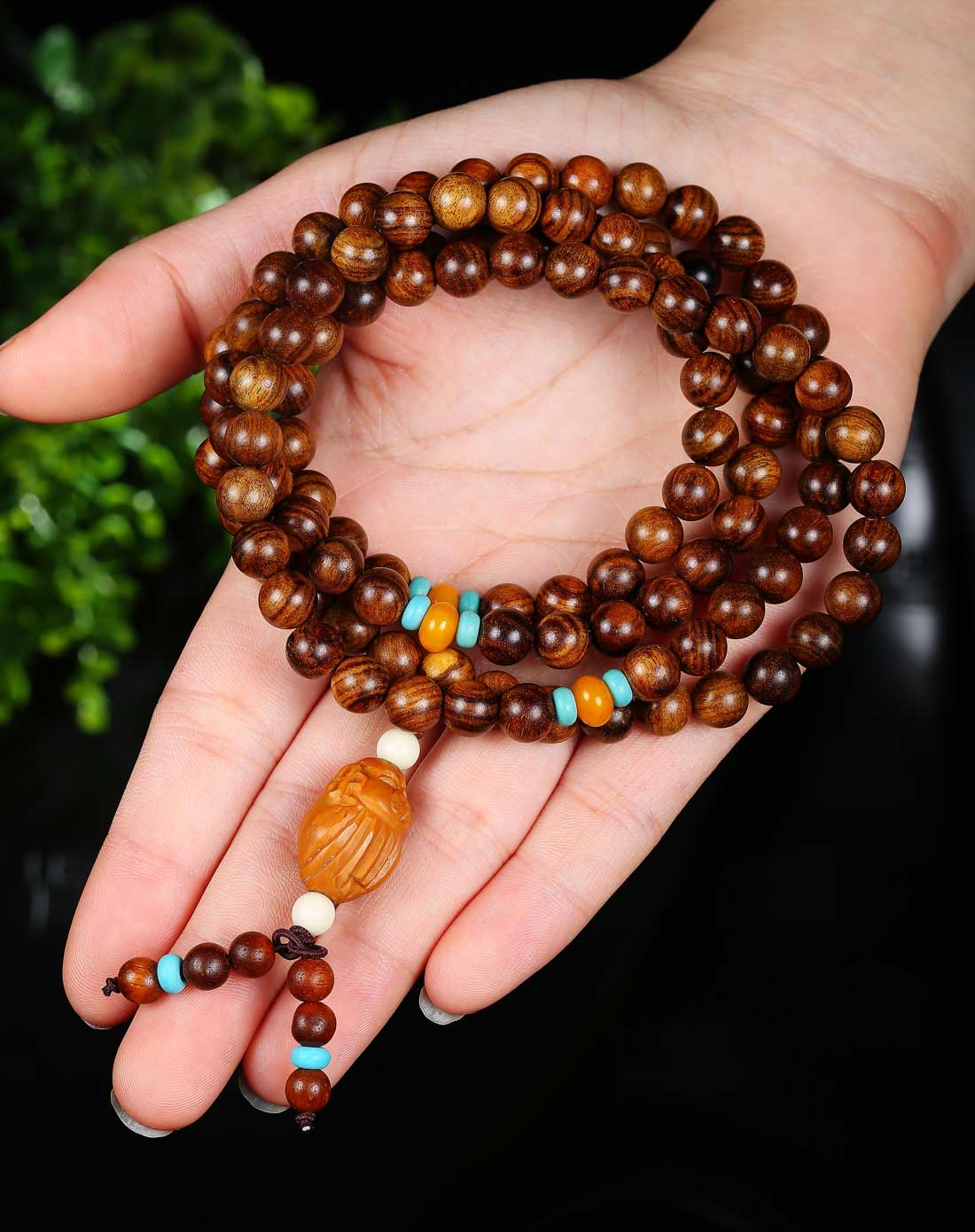 越南黄花梨手链108颗8mm