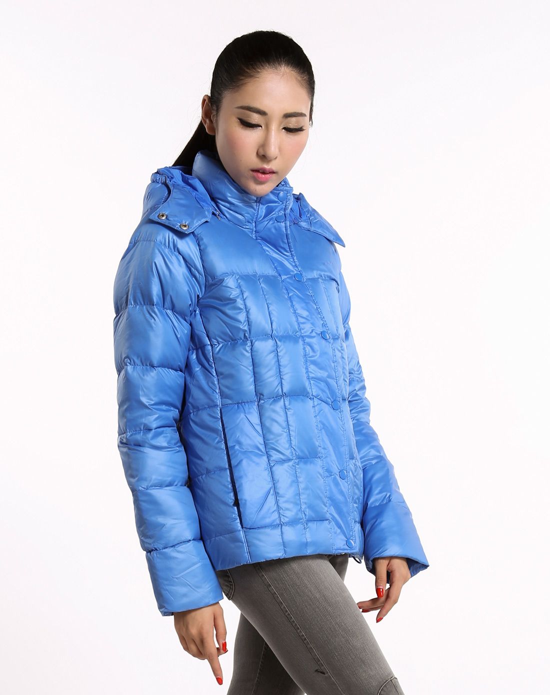 女款蓝色羽绒服 运动休闲系列