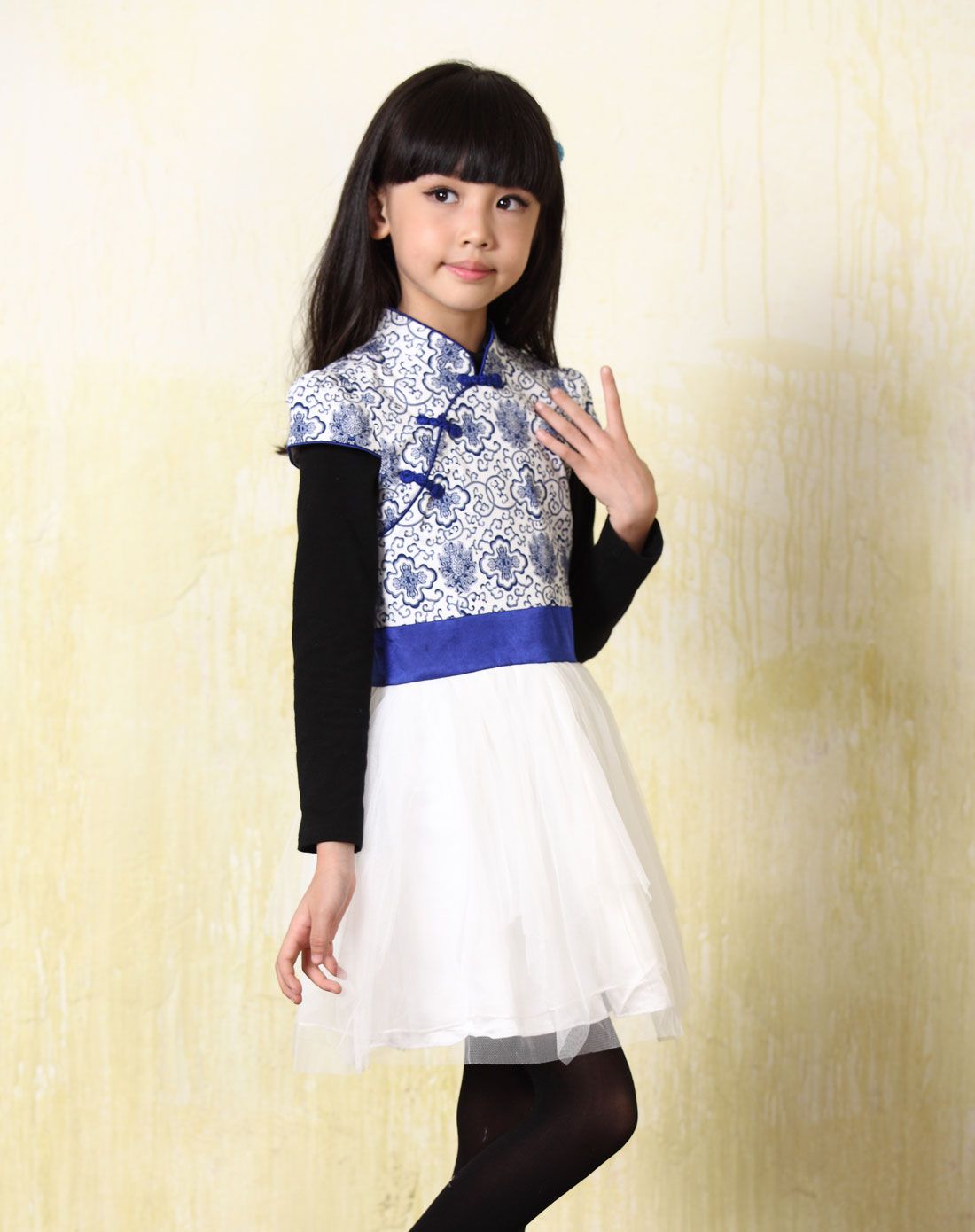 女童青花瓷连衣裙