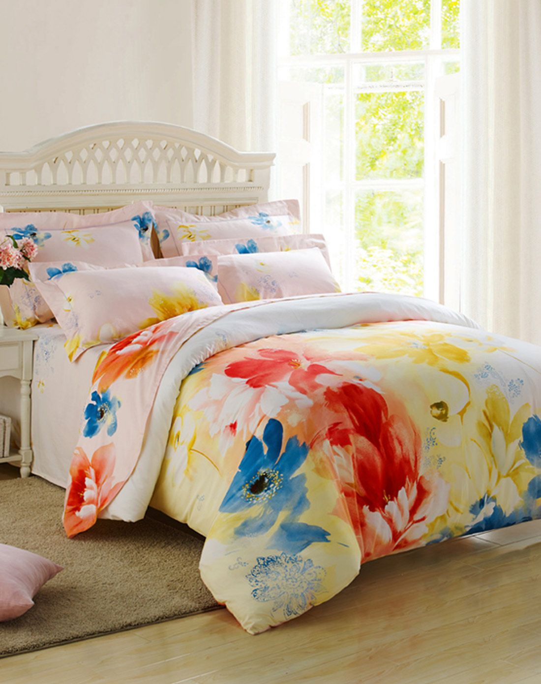 梦洁家纺 全棉磨毛泼墨四件套-彩韵时光 245*248cm