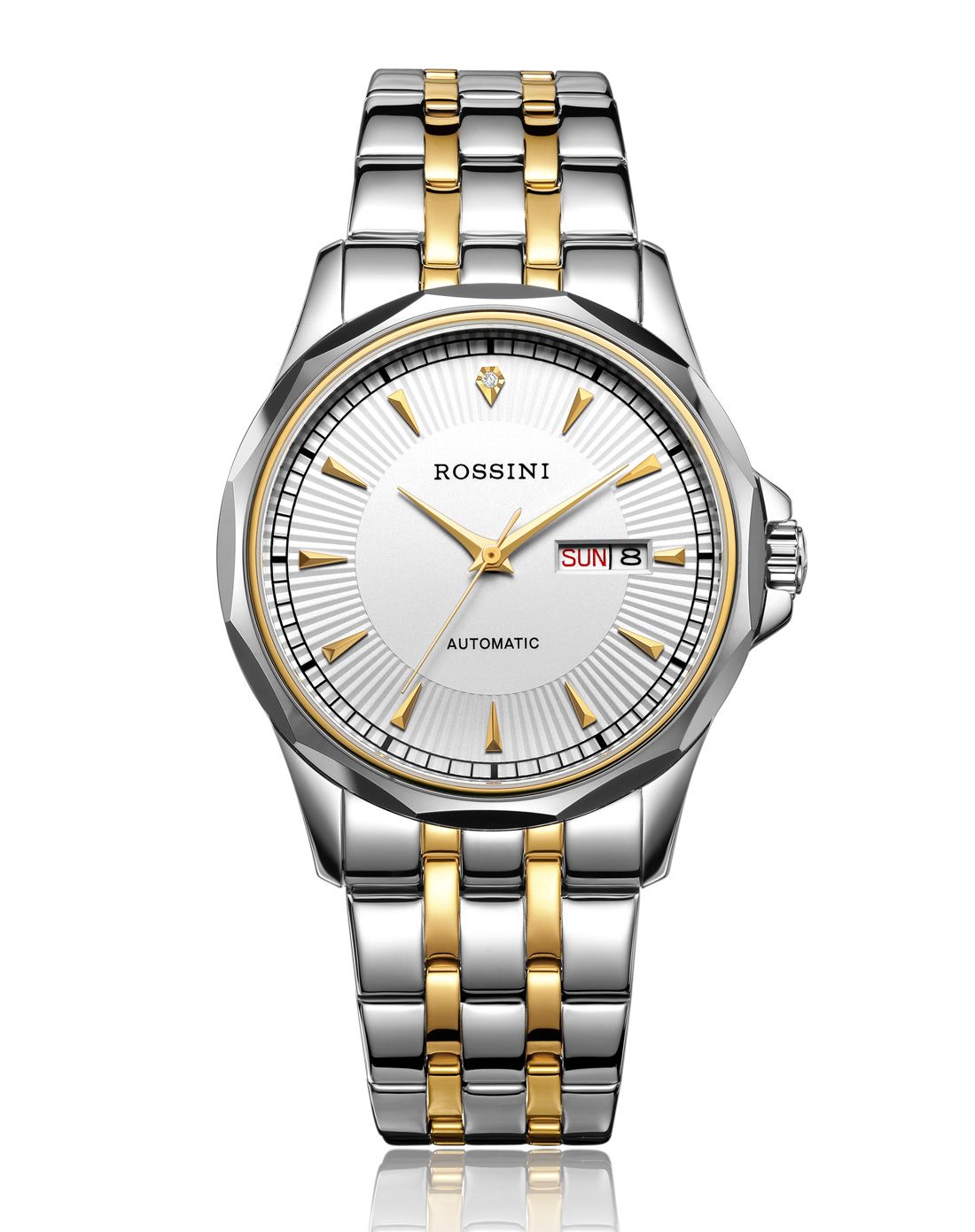 罗西尼 雅尊商务系列双历钨钢自动机械男表6561