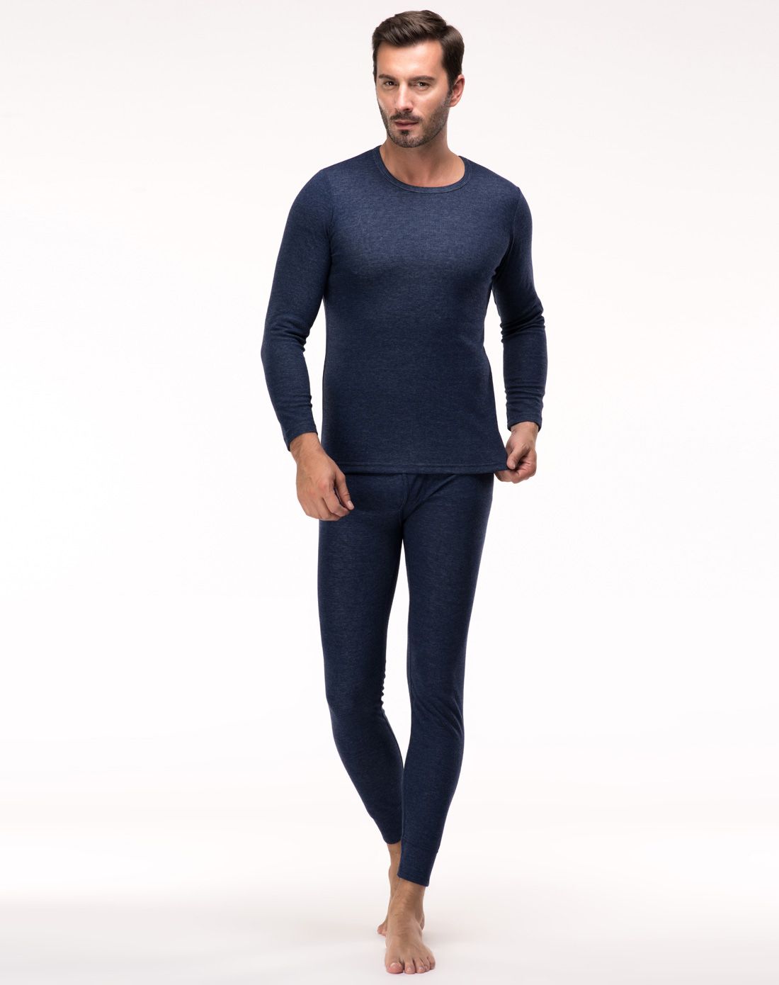 男款深蓝色运动功能内衣套装