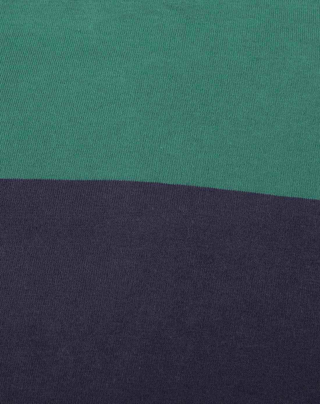 藏青夹绿色纯棉条纹短袖polo