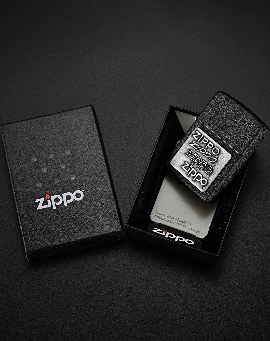 zippo 银色四代zippo标志-裂漆贴章常规机
