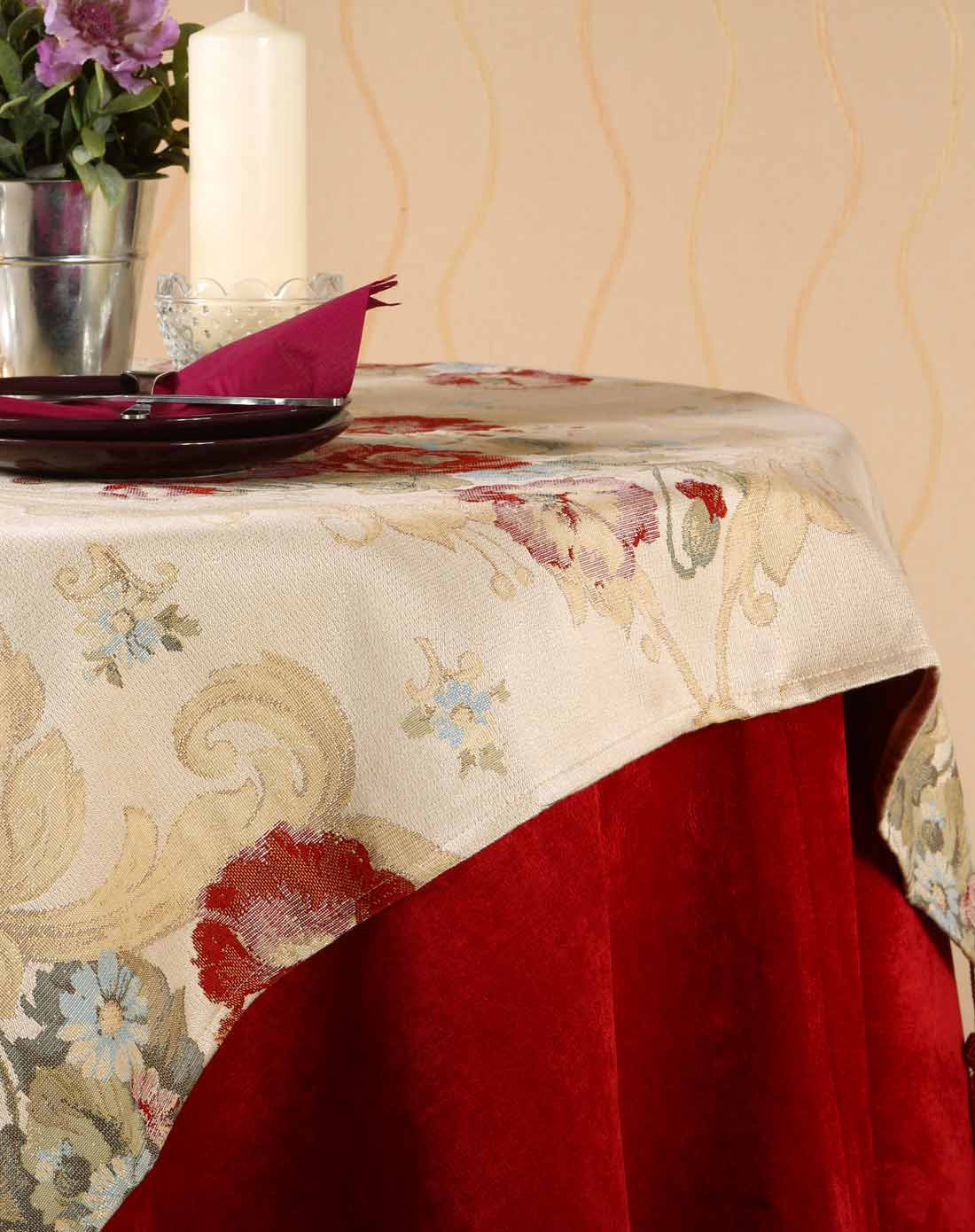 十字绣提花双层圆桌布200*200cm