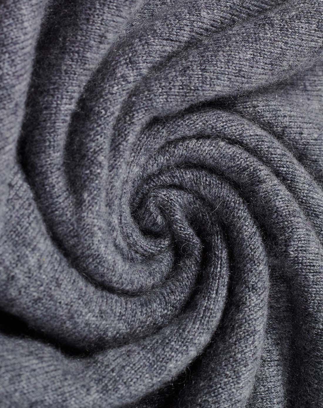 女式青烟灰圆领套头羊绒衫