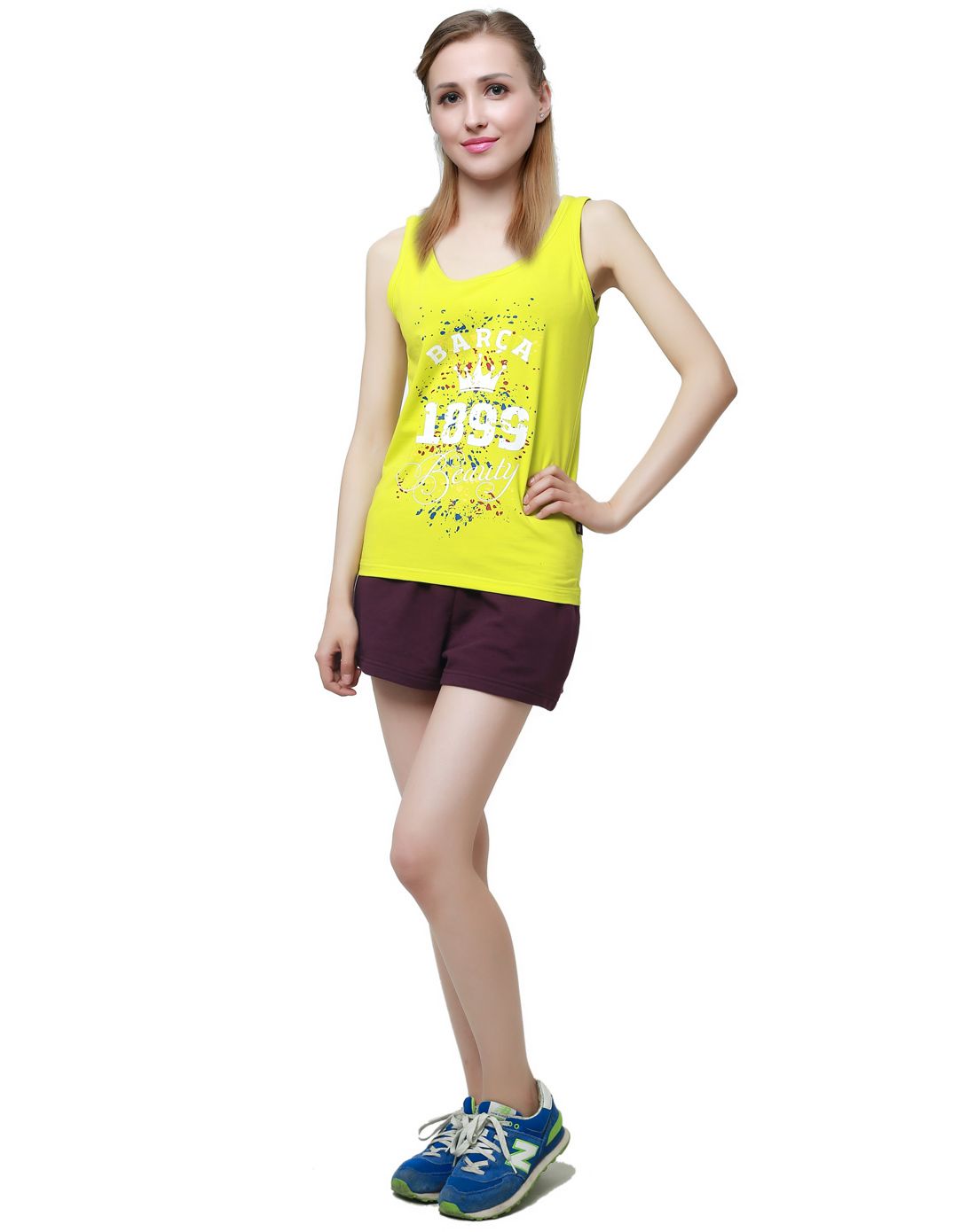 巴萨经典 女款homewear亮黄色美体运动背心 舒适